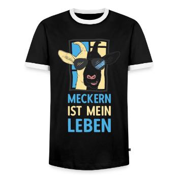 Meckern ist mein Leben Cooler Ziegenbock Spruch - Männer Kontrast-T-Shirt - Schwarz/Weiß - Vorne - AI Model Female 172 light (172cm) & AI Model Male 178 light (178cm)