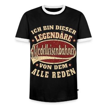 modelleisenbahner Ich bin dieser legendäre - Männer Kontrast-T-Shirt - Schwarz/Weiß - Vorne - AI Model Female 172 light (172cm) & AI Model Male 178 light (178cm)