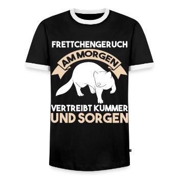 Frettchen - Männer Kontrast-T-Shirt - Schwarz/Weiß - Vorne - AI Model Female 172 light (172cm) & AI Model Male 178 light (178cm)