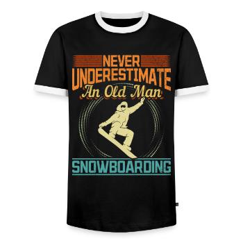 Retro Never Underestimate an old man Snowboarding - Männer Kontrast-T-Shirt - Schwarz/Weiß - Vorne - AI Model Female 172 light (172cm) & AI Model Male 178 light (178cm)
