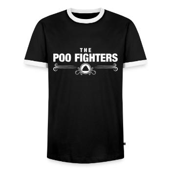 Geburt Baby Mama Papa Partnerlook The Poo Fighters - Männer Kontrast-T-Shirt - Schwarz/Weiß - Vorne - AI Model Female 172 light (172cm) & AI Model Male 178 light (178cm)