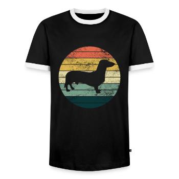 Dackel Rétro Teckel Teckel Vintage - T-shirt contrasté Homme - noir/blanc - Devant - AI Model Female 172 light (172cm) & AI Model Male 178 light (178cm)