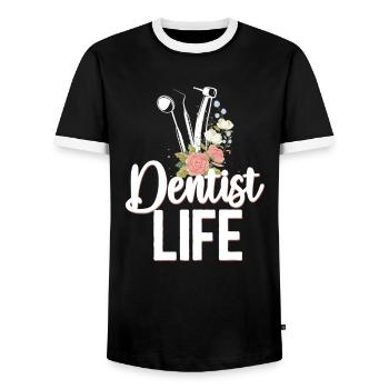 Dentist Life Floral Flower Dentist - Männer Kontrast-T-Shirt - Schwarz/Weiß - Vorne - AI Model Female 172 light (172cm) & AI Model Male 178 light (178cm)
