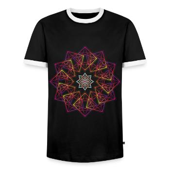 Géométrie sacrée Fleur de vie cube de Métatron - T-shirt contrasté Homme - noir/blanc - Devant - AI Model Female 172 light (172cm) & AI Model Male 178 light (178cm)