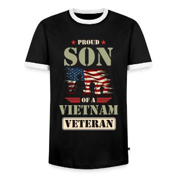 Fier fils d’un vétéran du Vietnam - T-shirt contrasté Homme - noir/blanc - Devant - AI Model Female 172 light (172cm) & AI Model Male 178 light (178cm)