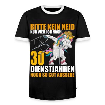 30 Jahre im Dienst 30 Jähriges Dienstjubiläum - Männer Kontrast-T-Shirt - Schwarz/Weiß - Vorne - AI Model Female 172 light (172cm) & AI Model Male 178 light (178cm)