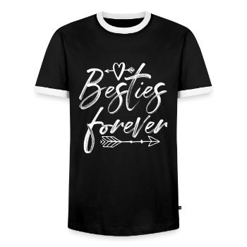 Besties forever - Men's Ringer Shirt - black/white - Front - AI Model Female 172 light (172cm) & AI Model Male 178 light (178cm)