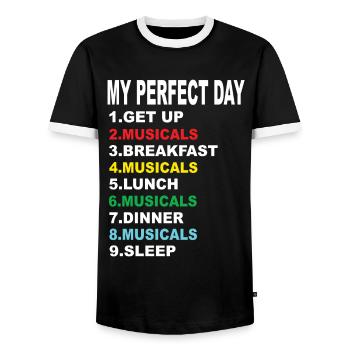 Mein Perfekter Tag Musicals - Männer Kontrast-T-Shirt - Schwarz/Weiß - Vorne - AI Model Female 172 light (172cm) & AI Model Male 178 light (178cm)
