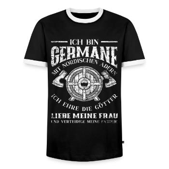 Wikinger Familie Nordische Mythologie - Männer Kontrast-T-Shirt - Schwarz/Weiß - Vorne - AI Model Female 172 light (172cm) & AI Model Male 178 light (178cm)