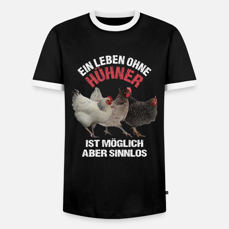Hühner - Männer Kontrast-T-Shirt - Schwarz/Weiß