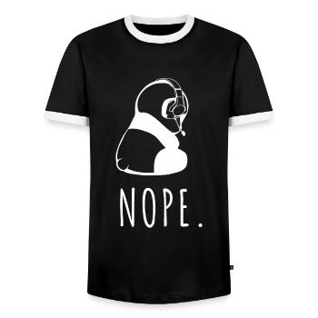 Nope. Gaming Panda says Nö - Men's Ringer Shirt - black/white - Front - AI Model Female 172 light (172cm) & AI Model Male 178 light (178cm)