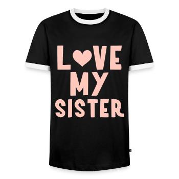 Ich meine Schwester - Männer Kontrast-T-Shirt - Schwarz/Weiß - Vorne - AI Model Female 172 light (172cm) & AI Model Male 178 light (178cm)