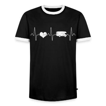 Camping camping-car Heartbeat - T-shirt contrasté Homme - noir/blanc - Devant - AI Model Female 172 light (172cm) & AI Model Male 178 light (178cm)