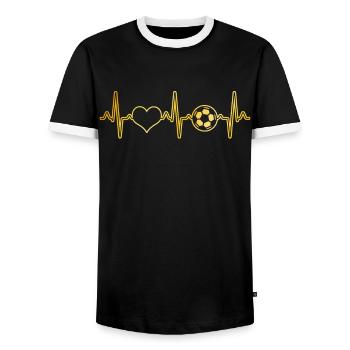 Fußball Herzschlag - Männer Kontrast-T-Shirt - Schwarz/Weiß - Vorne - AI Model Female 172 light (172cm) & AI Model Male 178 light (178cm)