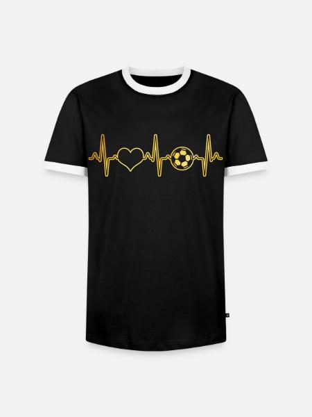 Football Heartbeat - Men's Ringer Shirt - black/white