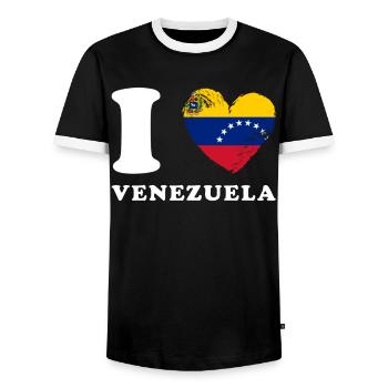 I love Venezuela - Men's Ringer Shirt - black/white - Front - AI Model Female 172 light (172cm) & AI Model Male 178 light (178cm)