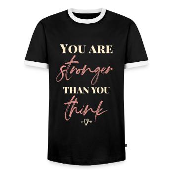 Vous êtes plus fort que vous ne le pensez - T-shirt contrasté Homme - noir/blanc - Devant - AI Model Female 172 light (172cm) & AI Model Male 178 light (178cm)