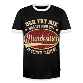 Hundesitter der tut nix das ist nur ein - Männer Kontrast-T-Shirt - Schwarz/Weiß - Vorne - AI Model Female 172 light (172cm) & AI Model Male 178 light (178cm)