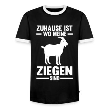 Zuhause ist wo meine Ziegen sind - Männer Kontrast-T-Shirt - Schwarz/Weiß - Vorne - AI Model Female 172 light (172cm) & AI Model Male 178 light (178cm)