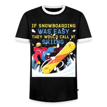 Snowboarding Snowboard If - Men's Ringer Shirt - black/white - Front - AI Model Female 172 light (172cm) & AI Model Male 178 light (178cm)