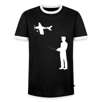 Modèle d’avion RC Volant Rétro Vintage Cadeau - T-shirt contrasté Homme - noir/blanc - Devant - AI Model Female 172 light (172cm) & AI Model Male 178 light (178cm)