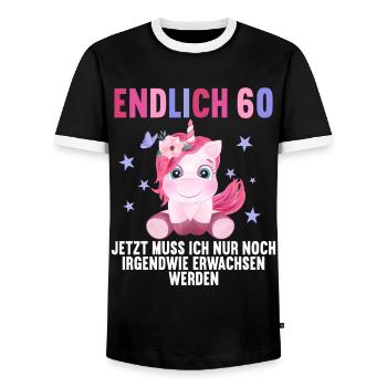 60 Jahre Nur noch erwachsen werden 60. Geburtstag - Männer Kontrast-T-Shirt - Schwarz/Weiß - Vorne - AI Model Female 172 light (172cm) & AI Model Male 178 light (178cm)