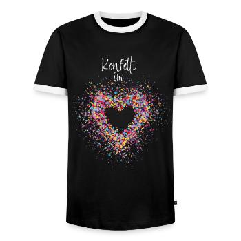Konfetti im Herzen Karneval Konfetti - Männer Kontrast-T-Shirt - Schwarz/Weiß - Vorne - AI Model Female 172 light (172cm) & AI Model Male 178 light (178cm)