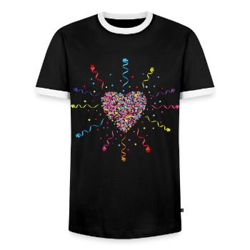 Konfetti im Herzen Fasching Karneval - Männer Kontrast-T-Shirt - Schwarz/Weiß - Vorne - AI Model Female 172 light (172cm) & AI Model Male 178 light (178cm)