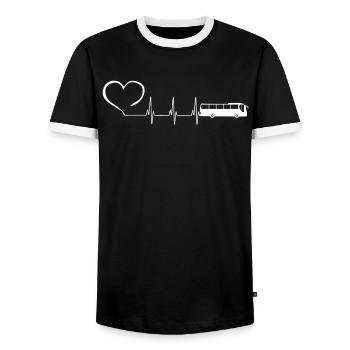 BUS ECG HEARTBEAT - Men's Ringer Shirt - black/white - Front - AI Model Female 172 light (172cm) & AI Model Male 178 light (178cm)