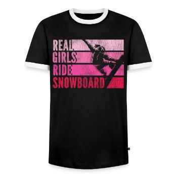 Snowboarding Snowboard Vintage - Männer Kontrast-T-Shirt - Schwarz/Weiß - Vorne - AI Model Female 172 light (172cm) & AI Model Male 178 light (178cm)