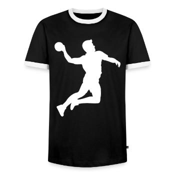 Handball Sport Handball Player Cadeau - T-shirt contrasté Homme - noir/blanc - Devant - AI Model Female 172 light (172cm) & AI Model Male 178 light (178cm)