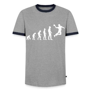 Handball Sport Handball Player Evolution Cadeau - T-shirt contrasté Homme - gris/marine  - Devant - AI Model Female 172 light (172cm) & AI Model Male 178 light (178cm)