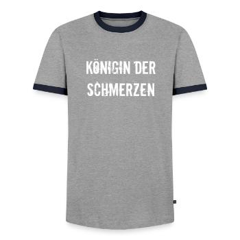 Rehasport - Königin der Schmerzen - Männer Kontrast-T-Shirt - Grau/Navy  - Vorne - AI Model Female 172 light (172cm) & AI Model Male 178 light (178cm)