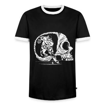 Ice hockey players and Skull ice hockey players - Men's Ringer Shirt - black/white - Front - AI Model Female 172 light (172cm) & AI Model Male 178 light (178cm)