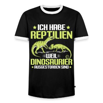 Reptilien Reptil Schlangen Eidechse Terrarium - Männer Kontrast-T-Shirt - Schwarz/Weiß - Vorne - AI Model Female 172 light (172cm) & AI Model Male 178 light (178cm)