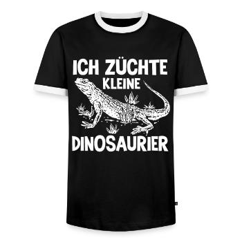 Reptilien Reptil Schlangen Eidechse Terrarium - Männer Kontrast-T-Shirt - Schwarz/Weiß - Vorne - AI Model Female 172 light (172cm) & AI Model Male 178 light (178cm)