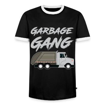 Garbage Truck Garbage Recycling Garbage Collection Garbage Man - Men's Ringer Shirt - black/white - Front - AI Model Female 172 light (172cm) & AI Model Male 178 light (178cm)