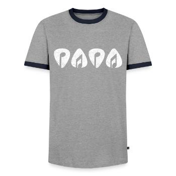Gitarren Papa Musiker Noten Plektron Gitarrist - Männer Kontrast-T-Shirt - Grau/Navy  - Vorne - AI Model Female 172 light (172cm) & AI Model Male 178 light (178cm)