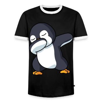 Dabbing Penguin Lovers Pajama costume - Men's Ringer Shirt - black/white - Front - AI Model Female 172 light (172cm) & AI Model Male 178 light (178cm)