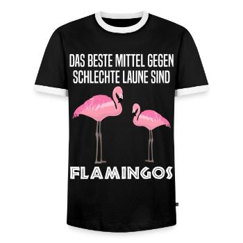 Flamingo Vogel Lustiger Spruch Zoo Tier Geschenk - Männer Kontrast-T-Shirt - Schwarz/Weiß - Vorne - AI Model Female 172 light (172cm) & AI Model Male 178 light (178cm)