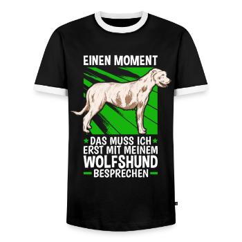 Mit meinem Wolfshund besprechen Irish Wolfhound - Männer Kontrast-T-Shirt - Schwarz/Weiß - Vorne - AI Model Female 172 light (172cm) & AI Model Male 178 light (178cm)