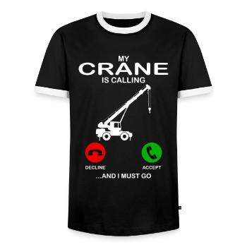 Crane - Men's Ringer Shirt - black/white - Front - AI Model Female 172 light (172cm) & AI Model Male 178 light (178cm)