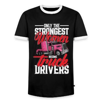 Seules les femmes les plus fortes deviennent conductrices de camion - T-shirt contrasté Homme - noir/blanc - Devant - AI Model Female 172 light (172cm) & AI Model Male 178 light (178cm)