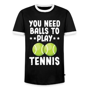 You Need Balls To Play Tennis - Men's Ringer Shirt - black/white - Front - AI Model Female 172 light (172cm) & AI Model Male 178 light (178cm)