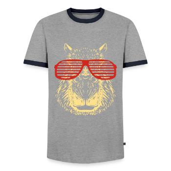 Capybara Sunglasses Capibara - Men's Ringer Shirt - grey/navy  - Front - AI Model Female 172 light (172cm) & AI Model Male 178 light (178cm)