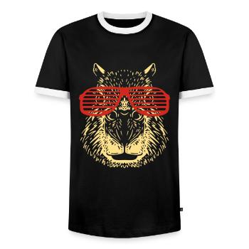 Capybara Sunglasses Capibara - Men's Ringer Shirt - black/white - Front - AI Model Female 172 light (172cm) & AI Model Male 178 light (178cm)