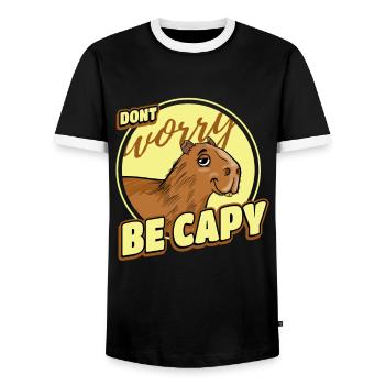 Capybara Rétro Capibara - T-shirt contrasté Homme - noir/blanc - Devant - AI Model Female 172 light (172cm) & AI Model Male 178 light (178cm)