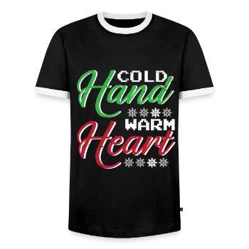 Hiver Mains Froides Cœur Chaud Neige Froid - T-shirt contrasté Homme - noir/blanc - Devant - AI Model Female 172 light (172cm) & AI Model Male 178 light (178cm)