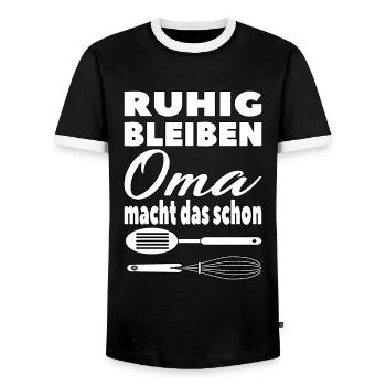 Ruhig bleiben Oma macht das schon für die Oma - Männer Kontrast-T-Shirt - Schwarz/Weiß - Vorne - AI Model Female 172 light (172cm) & AI Model Male 178 light (178cm)