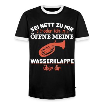 Tenorhorn - Männer Kontrast-T-Shirt - Schwarz/Weiß - Vorne - AI Model Female 172 light (172cm) & AI Model Male 178 light (178cm)